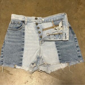 PacSun Blue Patchwork Jean Shorts
